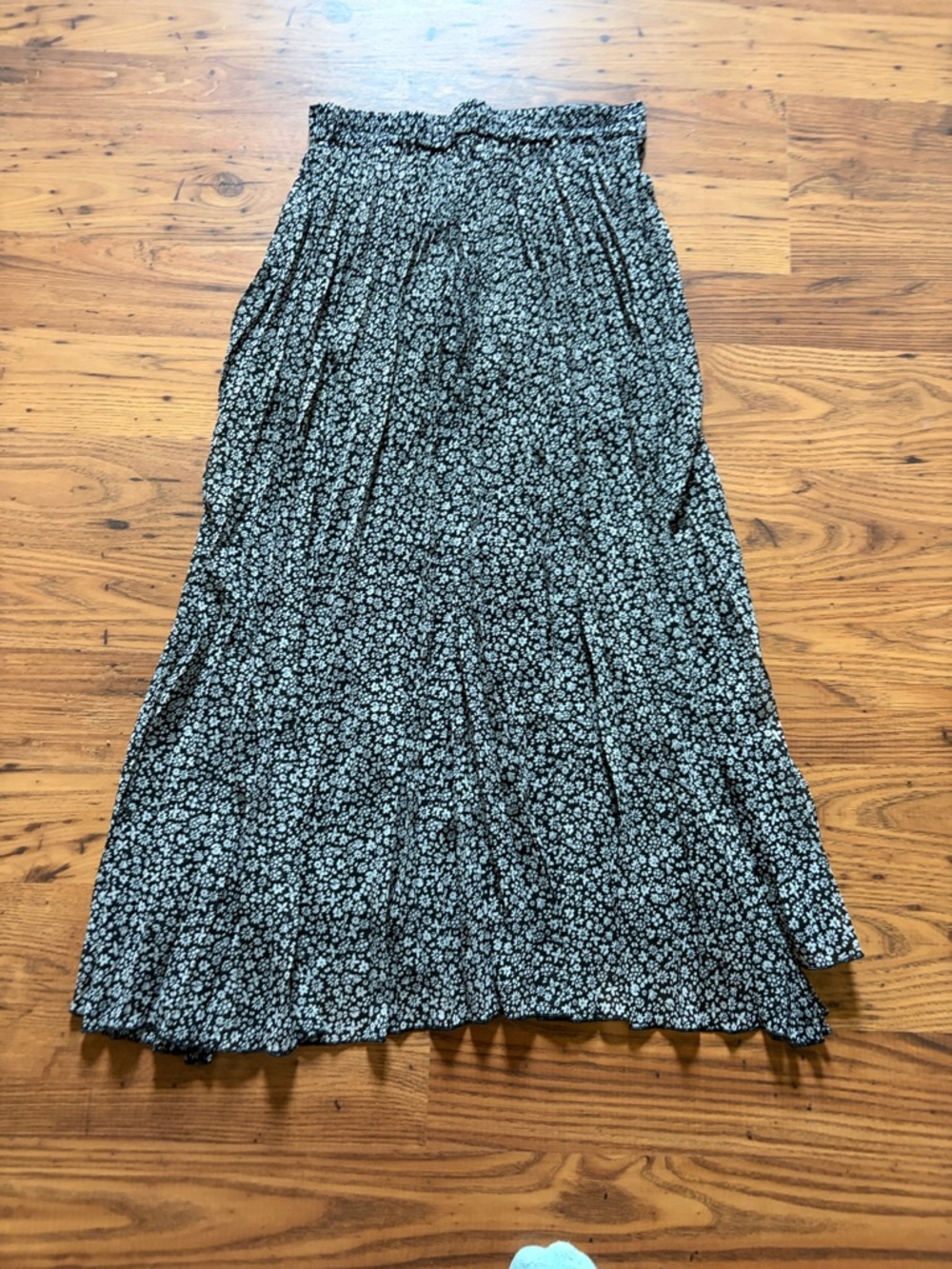 Women's Medium Black Floral Maxi Skirt - Relaxed Fit, Elastic Waist